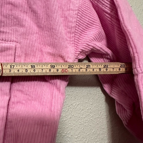 Forever 21 Light Pink Cropped Corduroy Drawstring Hood Bomber Jacket - Medium - Picture 4 of 7